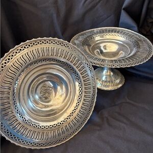 Antique 1924 Sterling Silver Tazza Pair Black Starr & Frost ~ England Hallmark